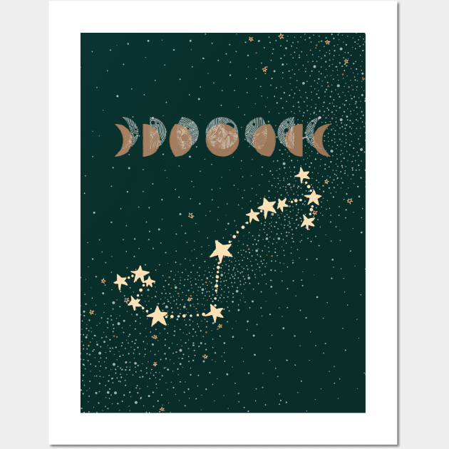 Scorpio Zodiac Moon Phases Wall Art by Sierraillustration